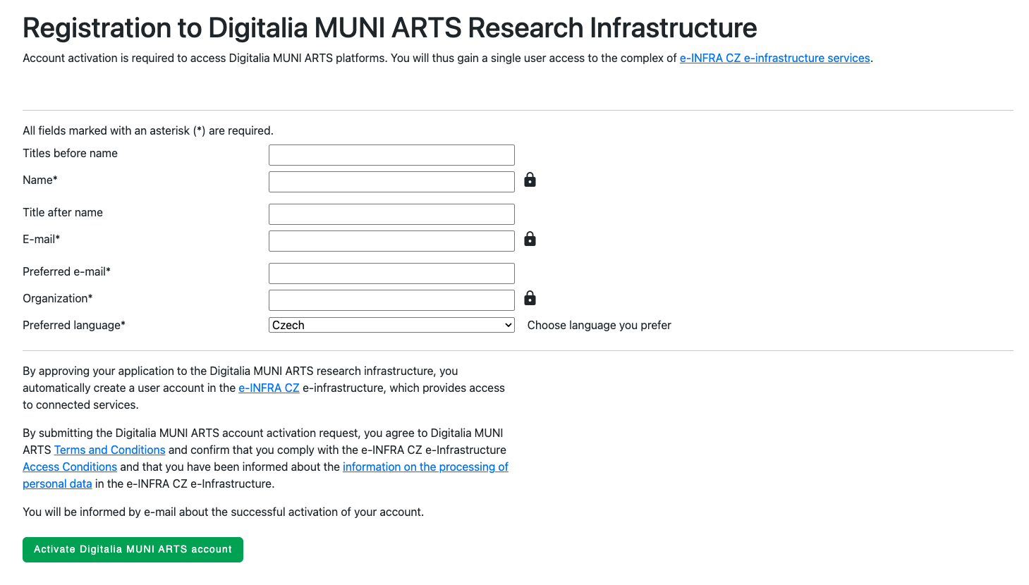 Registrace do Digitalia