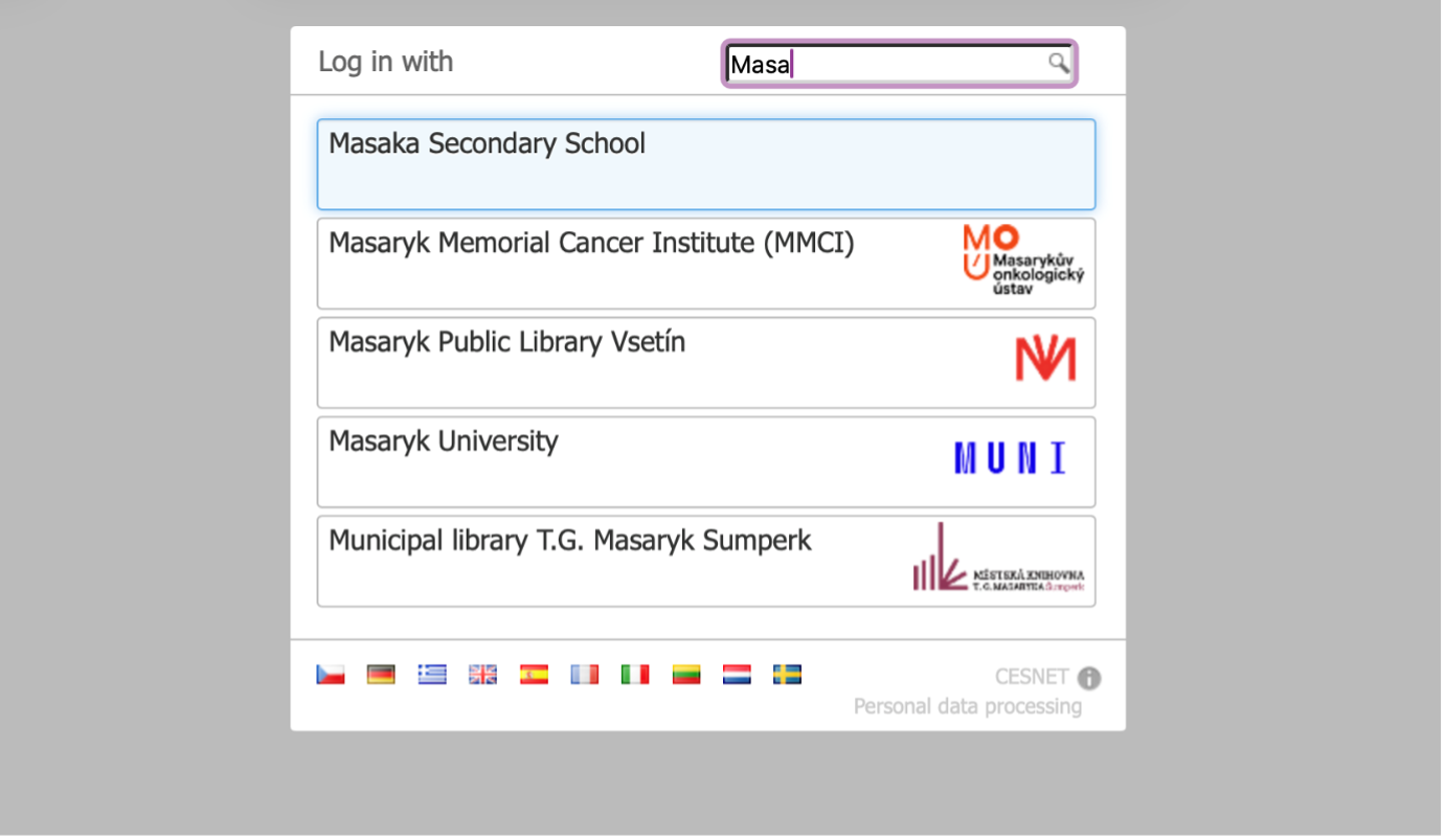 Vyberte svoji organizaci