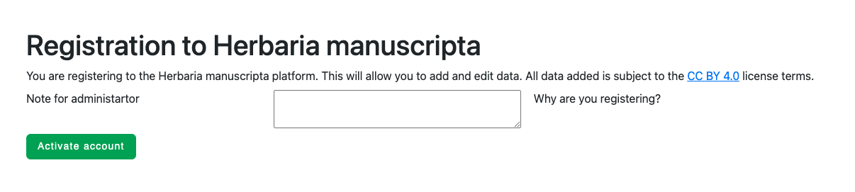 Registrace do platformy